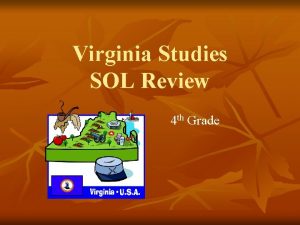 Virginia Studies SOL Review 4 th Grade VS