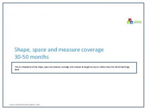 Shape space and measure coverage 30 50 months