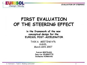 EVALUATION OF STEERING FIRST EVALUATION OF THE STEERING