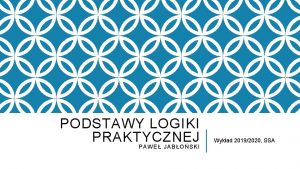 PODSTAWY LOGIKI PRAKTYCZNEJ PAWE JABOSKI Wykad 20192020 SSA