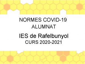 NORMES COVID19 ALUMNAT IES de Rafelbunyol CURS 2020