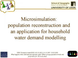 School of Geography FACULTY OF ENVIRONMENT Title Microsimulation