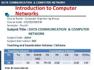 DATA COMMUNICATION COMPUTER NETWORK Introduction to Computer Networks