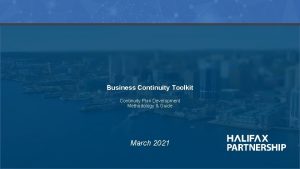 Business Continuity Toolkit Continuity Plan Development Methodology Guide