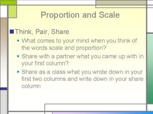 Proportion and Scale n Think Pair Share What