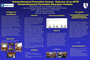 Interprofessional Prevention Course Outcome of an APTR Interprofessional