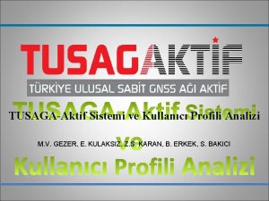 TUSAGAAktif Sistemi ve Kullanc Profili Analizi M V