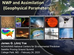 NWP and Assimilation Geophysical Parameters James G Jim