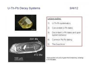 UThPb Decay Systems 9412 Lecture outline Zircon 1