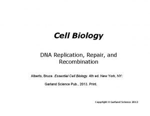 Cell Biology DNA Replication Repair and Recombination Alberts