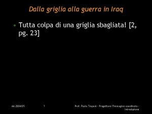 Dalla griglia alla guerra in Iraq Tutta colpa