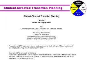 StudentDirected Transition Planning Lesson 3 Vision for Employment