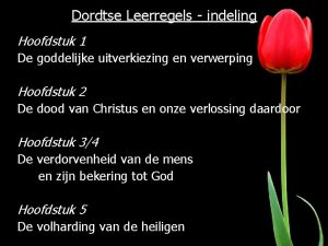 Dordtse Leerregels indeling Hoofdstuk 1 De goddelijke uitverkiezing