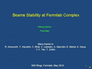 Beams Stability at Fermilab Complex Alexey Burov Fermilab