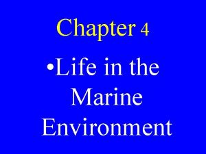 Chapter 4 Life in the Marine Environment Energy