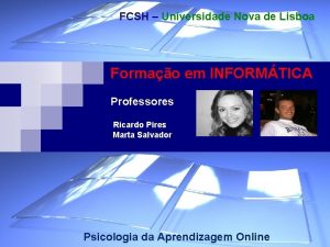Universidade de Lisboa FCSH FCSH Universidade Nova de