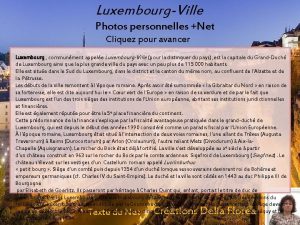 LuxembourgVille Photos personnelles Net Cliquez pour avancer Luxembourg