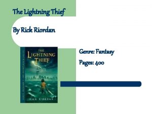 The Lightning Thief By Rick Riordan Genre Fantasy