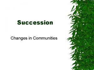 Succession Changes in Communities What is Succession The