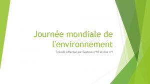 Journe mondiale de lenvironnement Travaill effectu par Gustavo