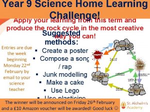 Year 9 Science Home Learning Challenge Apply your