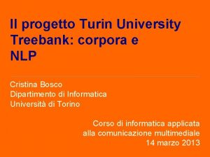 Il progetto Turin University Treebank corpora e NLP