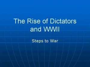 The Rise of Dictators and WWII Steps to