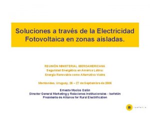 Soluciones a travs de la Electricidad Fotovoltaica en