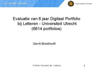 Evaluatie van 6 jaar Digitaal Portfolio bij Letteren