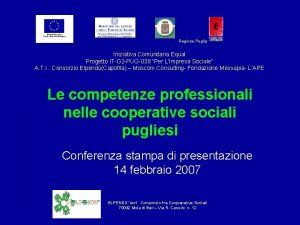 Regione Puglia Iniziativa Comunitaria Equal Progetto ITG 2