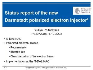 Status report of the new Darmstadt polarized electron