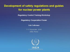 Development of safety regulations and guides for nuclear