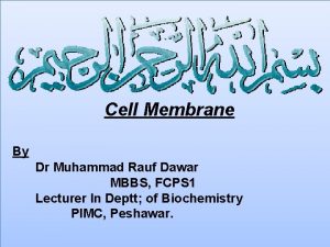 Cell Membrane By Dr Muhammad Rauf Dawar MBBS