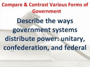 Compare Contrast Various Forms of Government Describe the