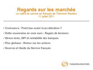 Regards sur les marchs La Lettre du service