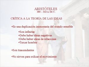 ARISTTELES 384 322 a De C CRTICA A