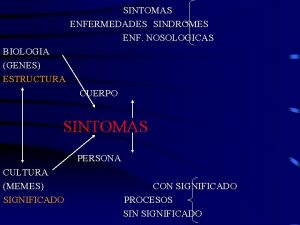 SINTOMAS ENFERMEDADES SINDROMES ENF NOSOLOGICAS BIOLOGIA GENES ESTRUCTURA