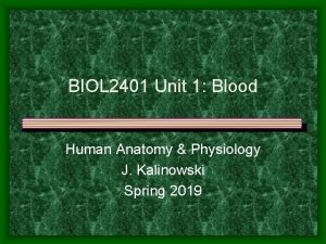 BIOL 2401 Unit 1 Blood Human Anatomy Physiology