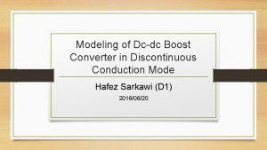 Modeling of Dcdc Boost Converter in Discontinuous Conduction