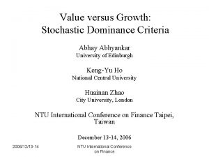 Value versus Growth Stochastic Dominance Criteria Abhay Abhyankar