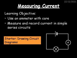 Measuring Current 22122021 Learning Objective Use an ammeter