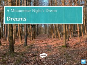 A Midsummer Nights Dreams Dreams If we shadows