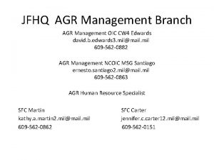 JFHQ AGR Management Branch AGR Management OIC CW