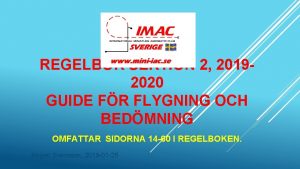 REGELBOK SEKTION 2 20192020 GUIDE FR FLYGNING OCH