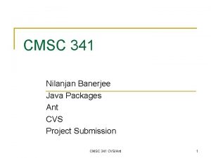 CMSC 341 Nilanjan Banerjee Java Packages Ant CVS