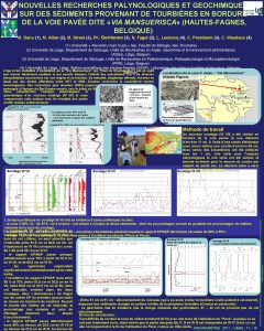 NOUVELLES RECHERCHES PALYNOLOGIQUES ET GEOCHIMIQUES SUR DES SDIMENTS