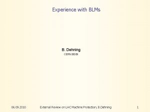 Experience with BLMs B Dehning CERN BEBI 06