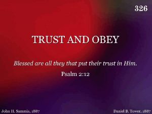 326 Trust And Obey Title 326 Trust And