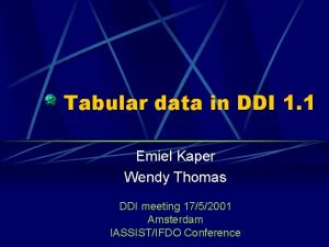 Tabular data in DDI 1 1 Emiel Kaper