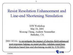 1 Resist Resolution Enhancement and Lineend Shortening Simulation